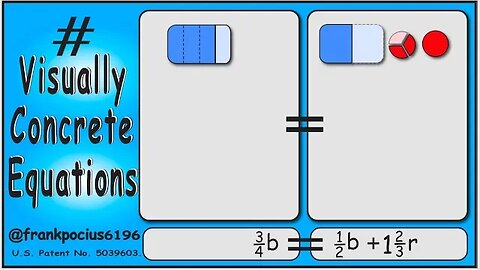 VISUAL EQUATION _ 3/4 b = 1/2 b +1 2/3 r _ SOLVING BASIC EQUATIONS _ SOLVING BASIC WORD PROBLEMS