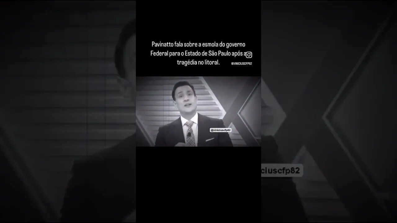 Pavinatto sobre a esmola do governo Federal para o Estado de São Paulo após a tragédia no litoral