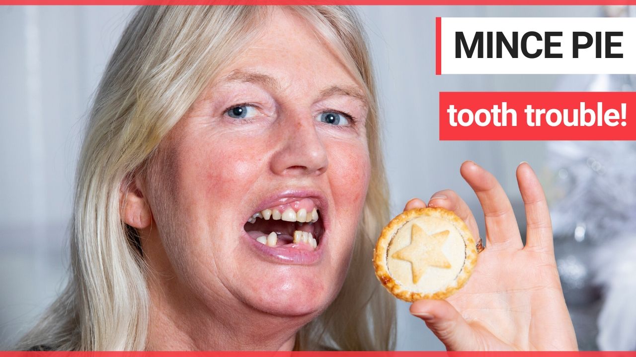 A mum accidentally swallowed her dentures while eating a mince pie