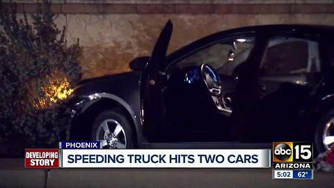 Speeding truck hits two cars in Phoenix