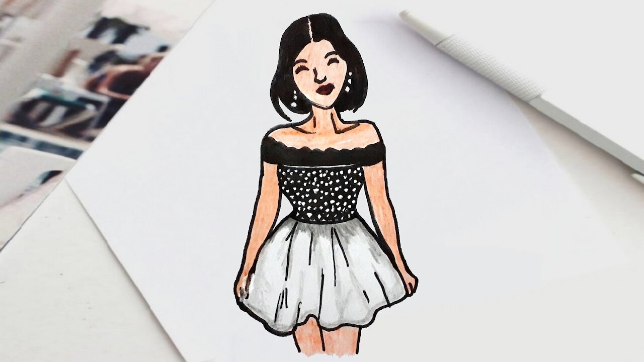 How to draw an easy dress design