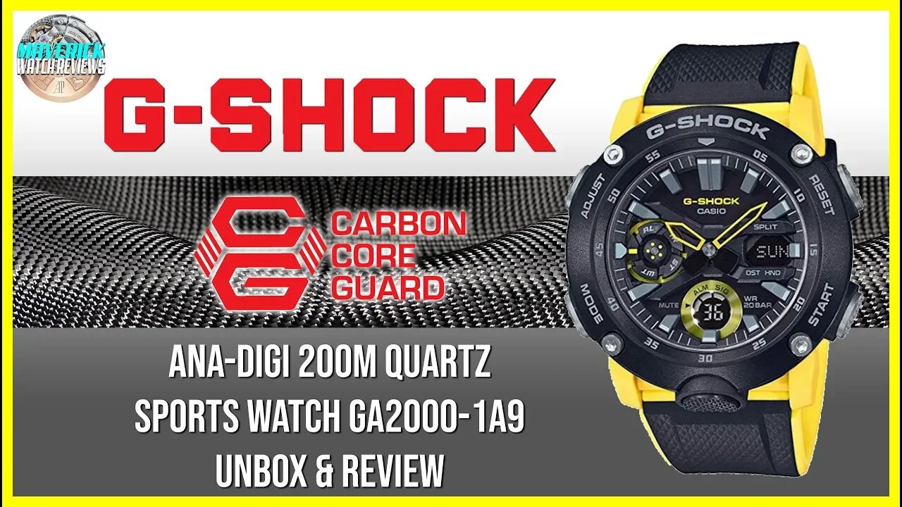 Carbon Core Guard! | New G-Shock Ana-Digi 200m Quartz Sports Watch GA2000-1A9 Unbox & Review