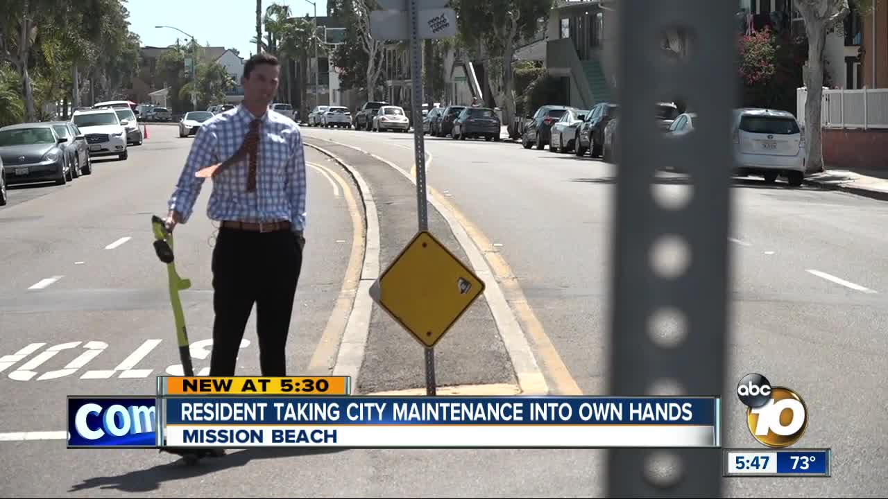 Mission Beach resident taking city maintenance into his own hands