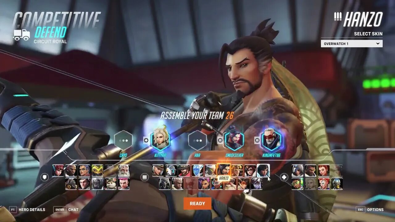 Overwatch Competative match Hanzo Symmetra and Lucio