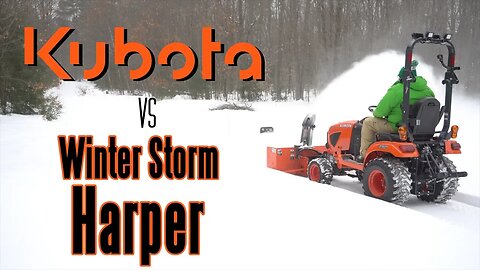 Kubota BX2380 and Commercial Front Snowblower vs Winter Storm Harper