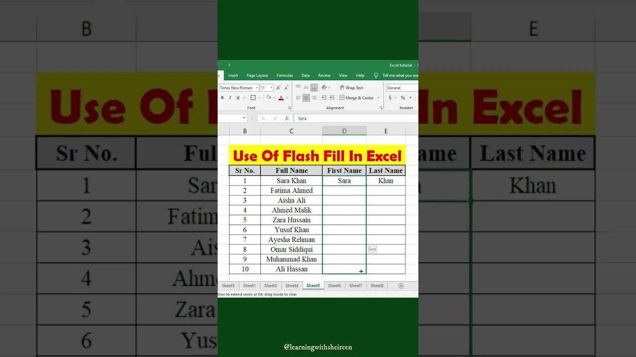 Flash Fill in Excel #exceltips #excel #microsoftexcel #excelsolutions #dataanalysis #excelclasses