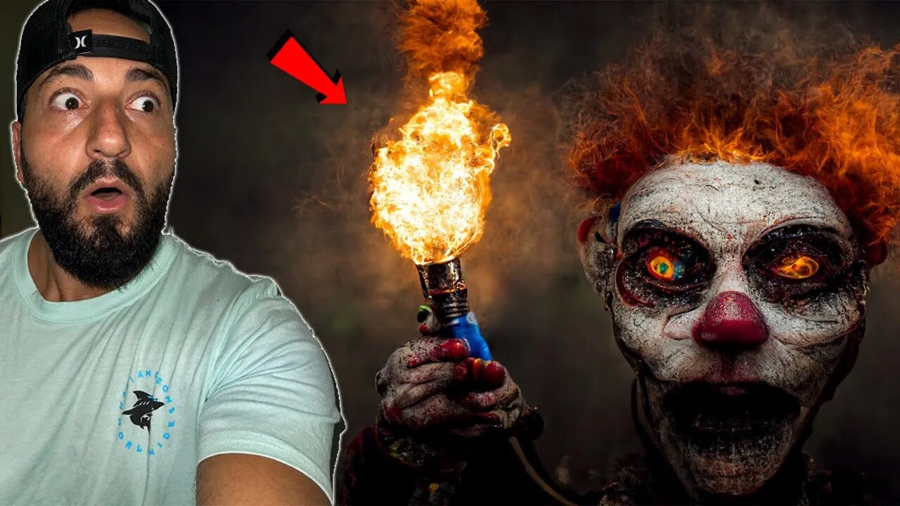 HOMELESS GUY DRESSED AS IT CLOWN VANDALIZED MY ABANDONED HOUSE AND ATTACKED ME WITH A FLAMETHROWER!