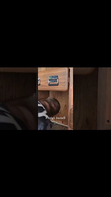 Cutting and a Hacking, installing my fridge. #shortsvideo #vanlife