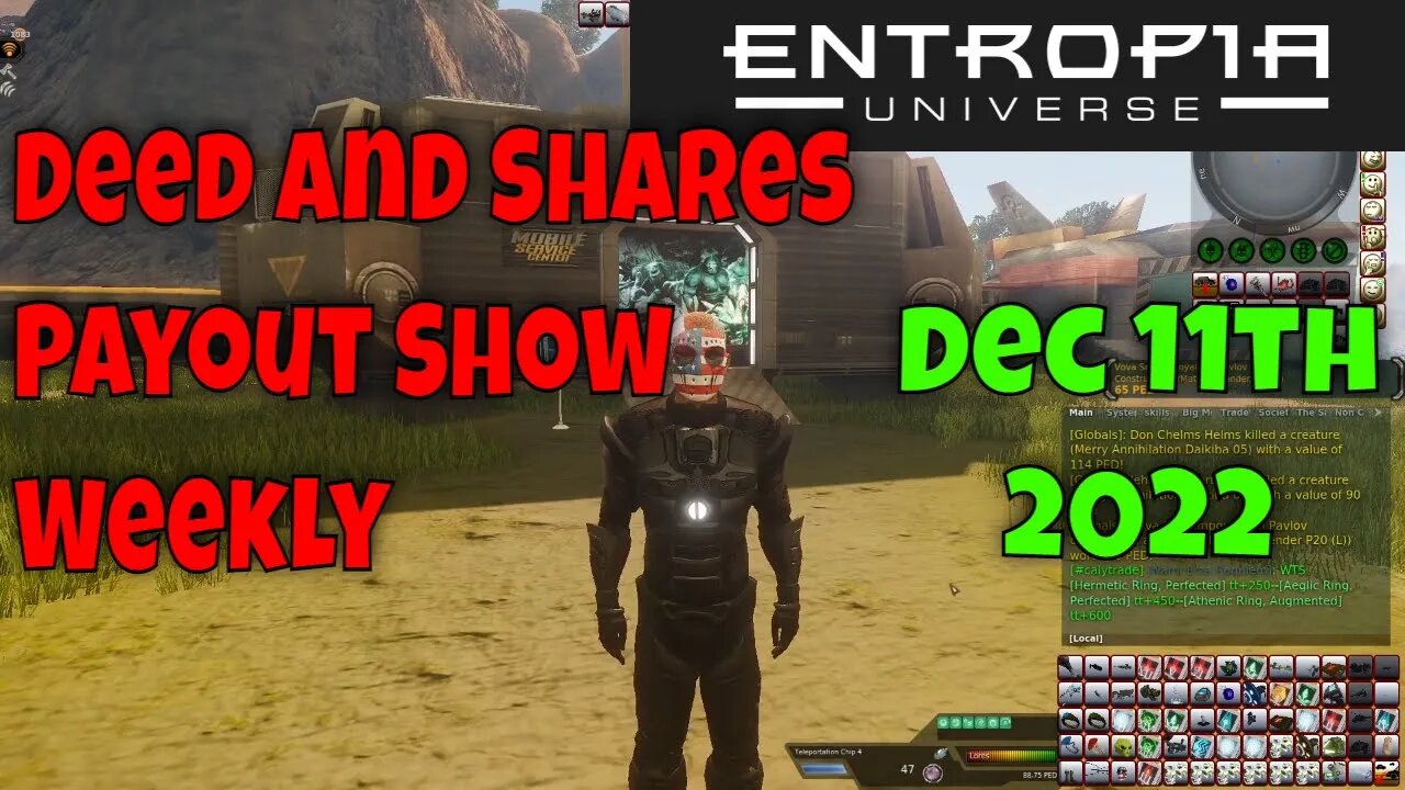 Deed And Shares Payout Show Weekly For Entropia Universe Dec 11th 2022