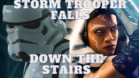 Stormtrooper falls down stairs on the way to the new Star Wars Ashoka tv series