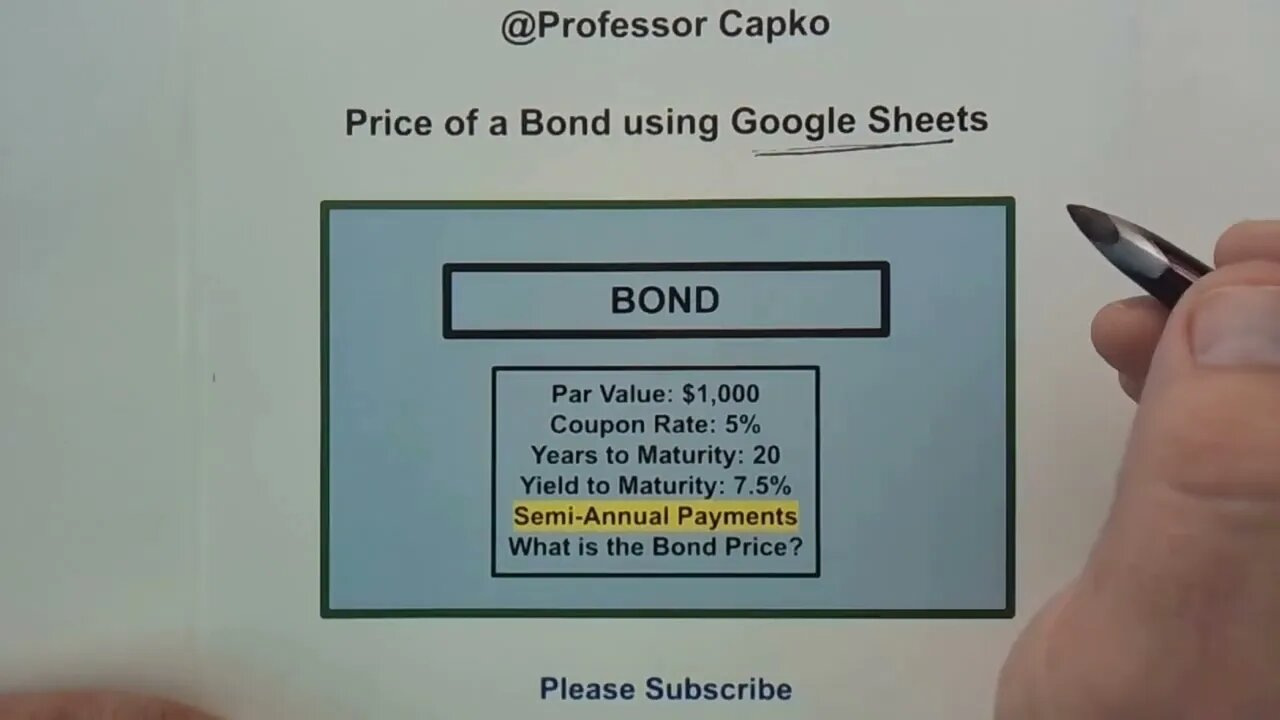 Calculating Bond Price Using Free Google Sheets