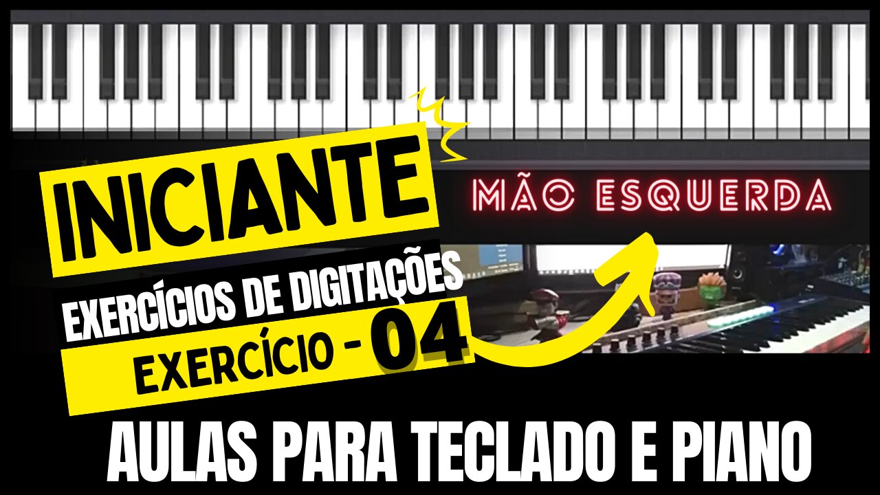 Aula Para Teclado ou Piano - Exercício 0️⃣4️⃣ Mão Esquerda - Módulo Digitação em 70 BPM - Volta