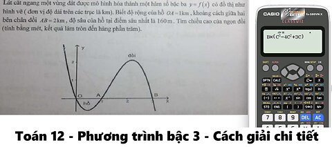 Toán 12: Lát cắt ngang một vùng đất được mô hình hóa thành một hàm số bậc ba y=f(x) có đồ thị như