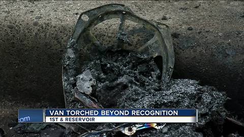Van torched beyond recognition