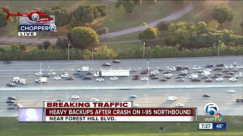 Crash on I-95 near Forest Hill Boulevard causing major delays