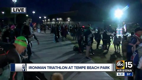 Ironman Arizona taking place at Tempe Beach Park