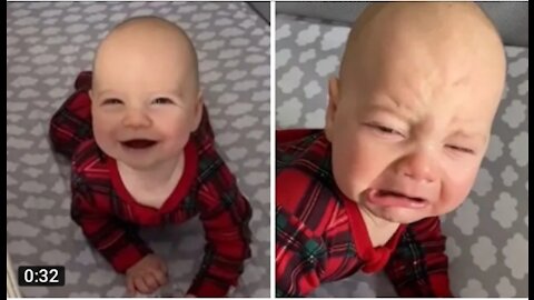 Smiling baby remembers it's naptime, instantly gets angry