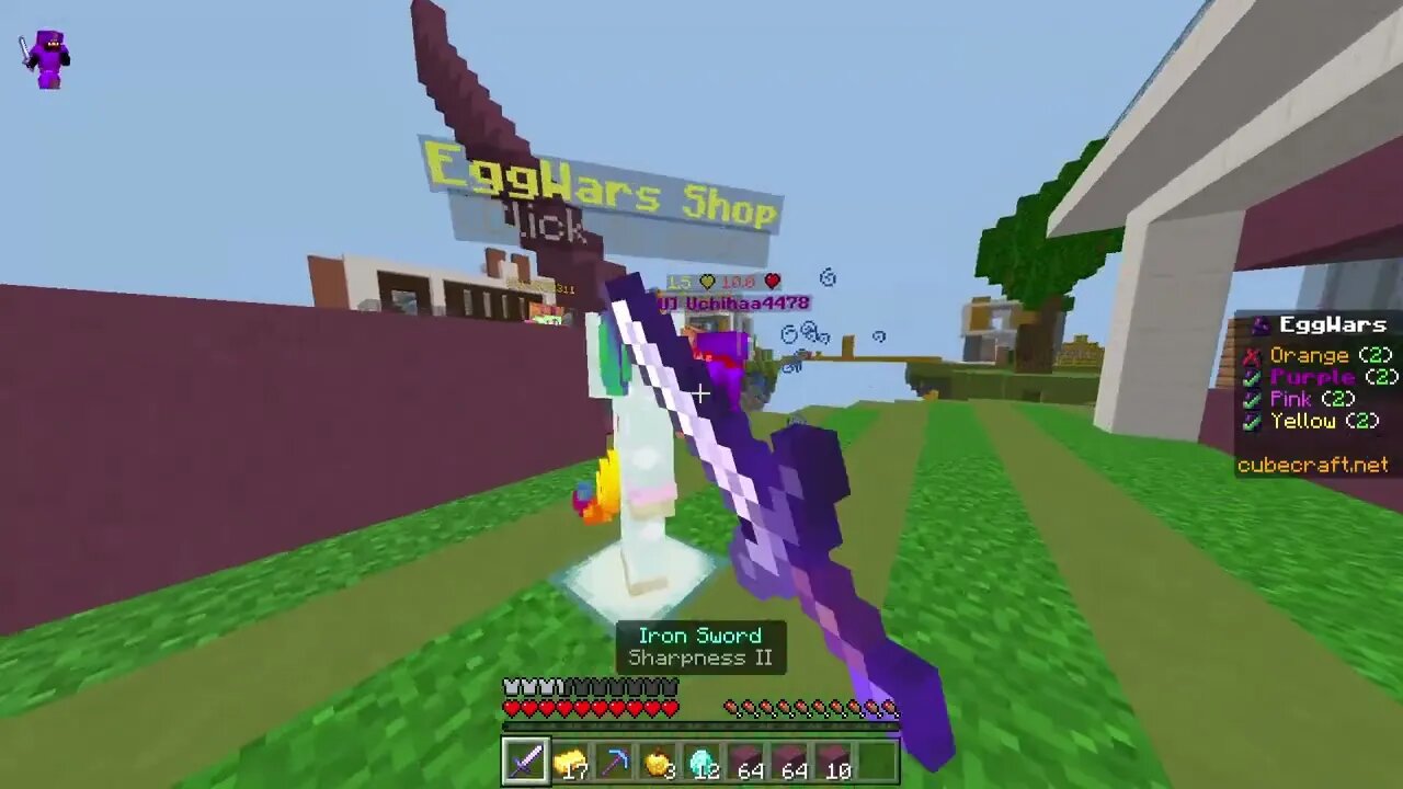 Minecraft enemy noobs helped me for a sec to FOLD Them in Eggwars Cubecraft