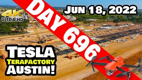 CATHODE AREA ABOUT TO GO VERTICAL AT GIGA TEXAS!-Tesla Gigafactory Austin 4K Day 696 -6/18/22-Tesla