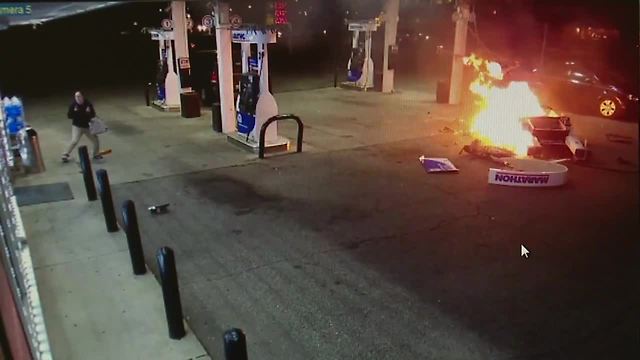 Truck crashes into gas pump in metro Detroit igniting ball of fire