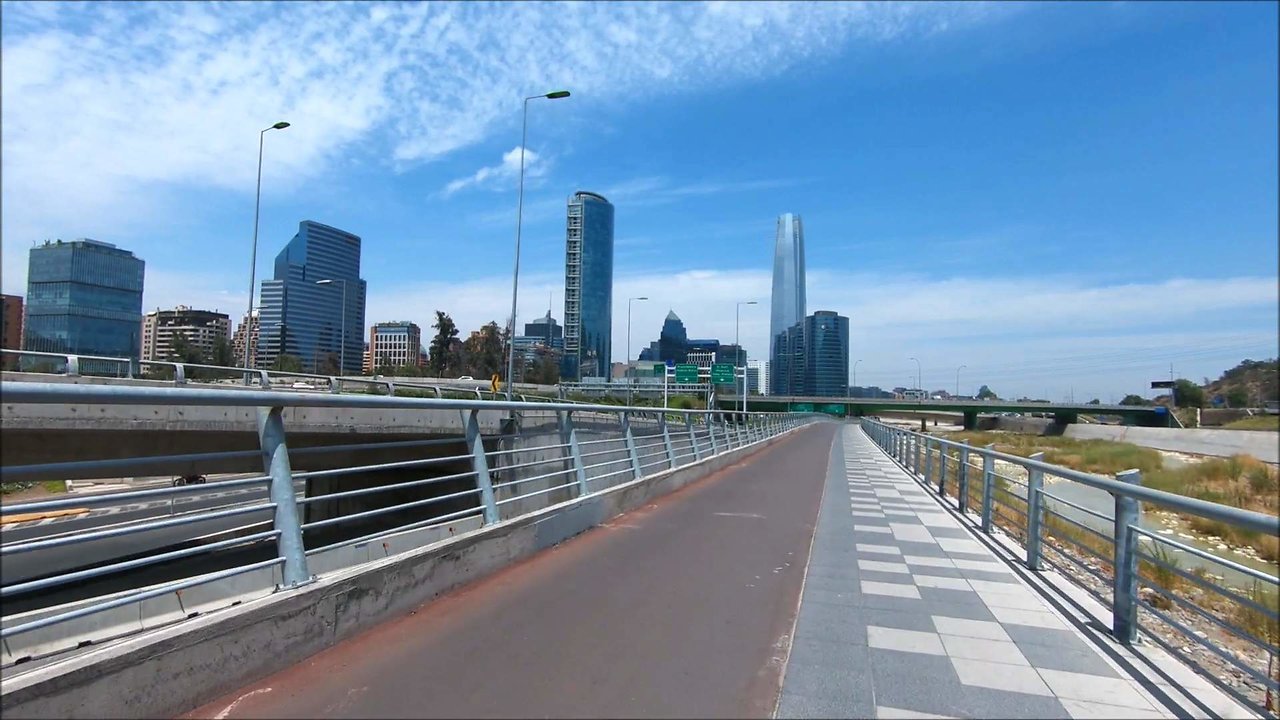 Ciclovia rio Mapocho cycle park in Santiago, Chile