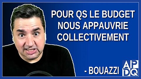 Pour QS le budget nous appauvrie collectivement. Dit Bouazzi