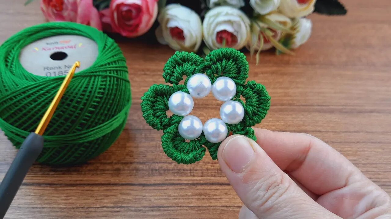 ✅️ Unbelievable🌼💫 The knitting pattern I made using 6 pearls #knitting #stitch #crochet