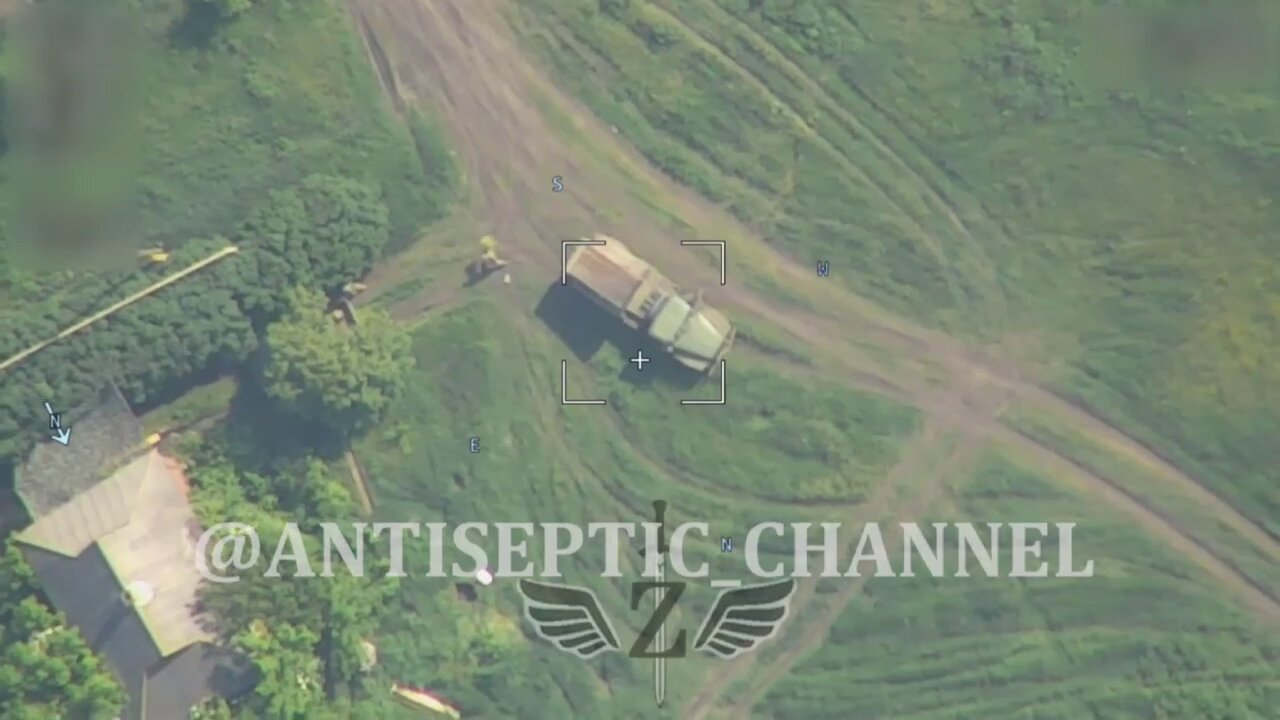 The destruction of the Ukrainian MLRS BM-21 "Grad" by drone-kamikaze "Lancet".