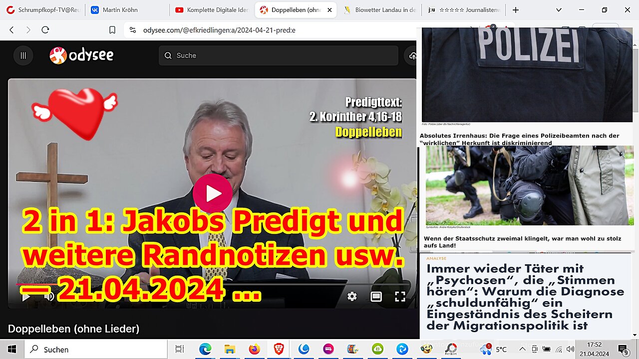 2 in 1: Jakobs Predigt und weitere Randnotizen usw. 21.04.2024 …