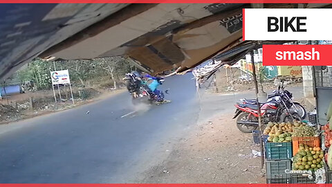 Miracle escape for scooter rider who was hit full speed by another rider