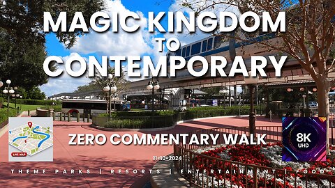 Magic Kingdom entrance to the Contemporary Resort without narration or commentary in 8k 11-10-2024