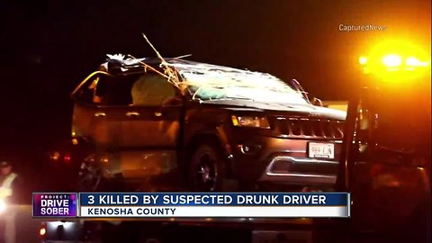 Three family members killed in alleged drunk driving crash in Kenosha County; suspect in custody