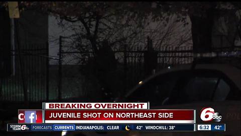 Juvenile shot on Indianapolis' northeast side