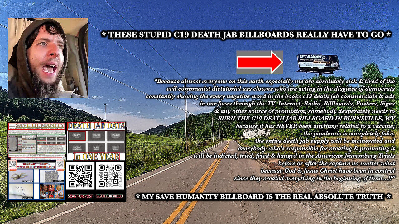 BURN THE C19 DEATH JAB BILLBOARD IN BURNSVILLE, WV