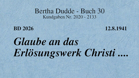 BD 2026 - GLAUBE AN DAS ERLÖSUNGSWERK CHRISTI ....