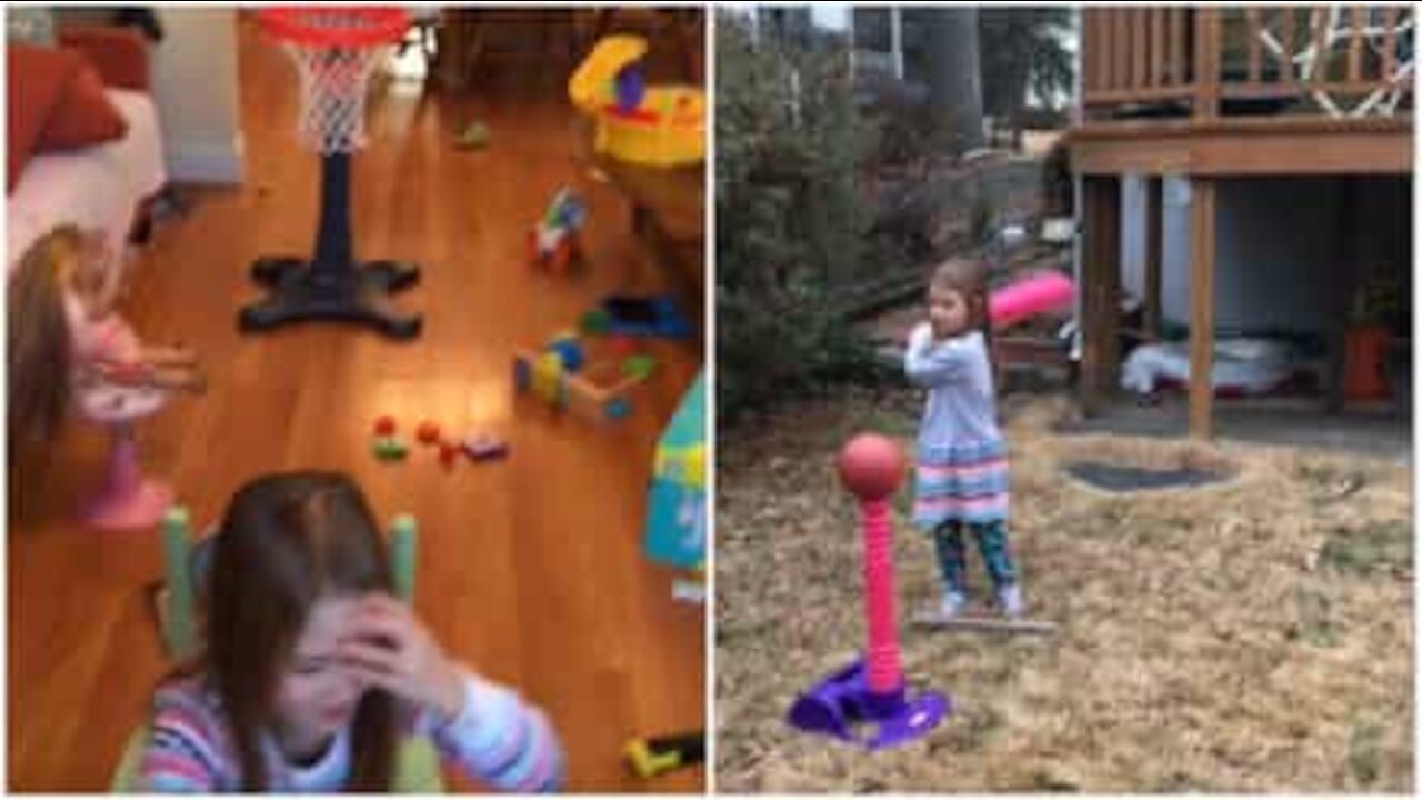 Standhaftig jente tar noen fantastisk basketballtriks