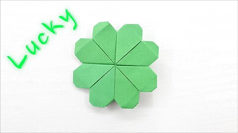 Origami easy paper Lucky modular four leaf clover with Ski