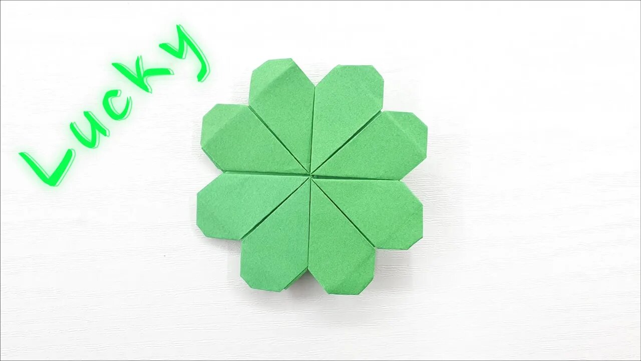 Origami easy paper Lucky modular four leaf clover with Ski