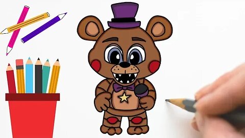 COMO DESENHAR ROCKSTAR FREDDY - FNAF - MUITO FÁCIL DE FAZER #fnaf #shorts #rockstarfreddy