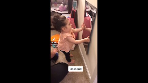 One year old rips mirror off of wall