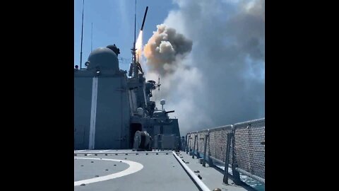 Russian Frigate Launches Kalibr Cruise Missiles from the Black Sea