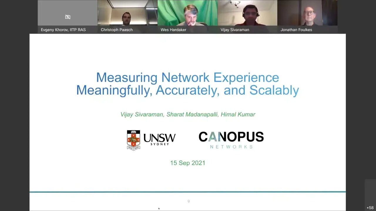 Measuring Network Quality for End Users Workshop, 2021 09 15