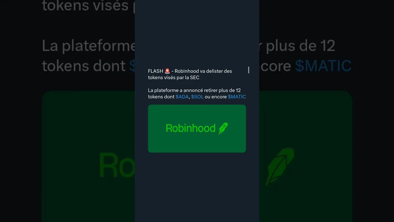 Robinhood va retirer $ADA, $MATIC et $SOL le 27 juin 2023