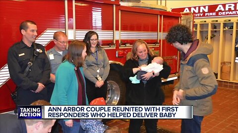 Family meets Ann Arbor dispatcher who talked man through baby's home delivery