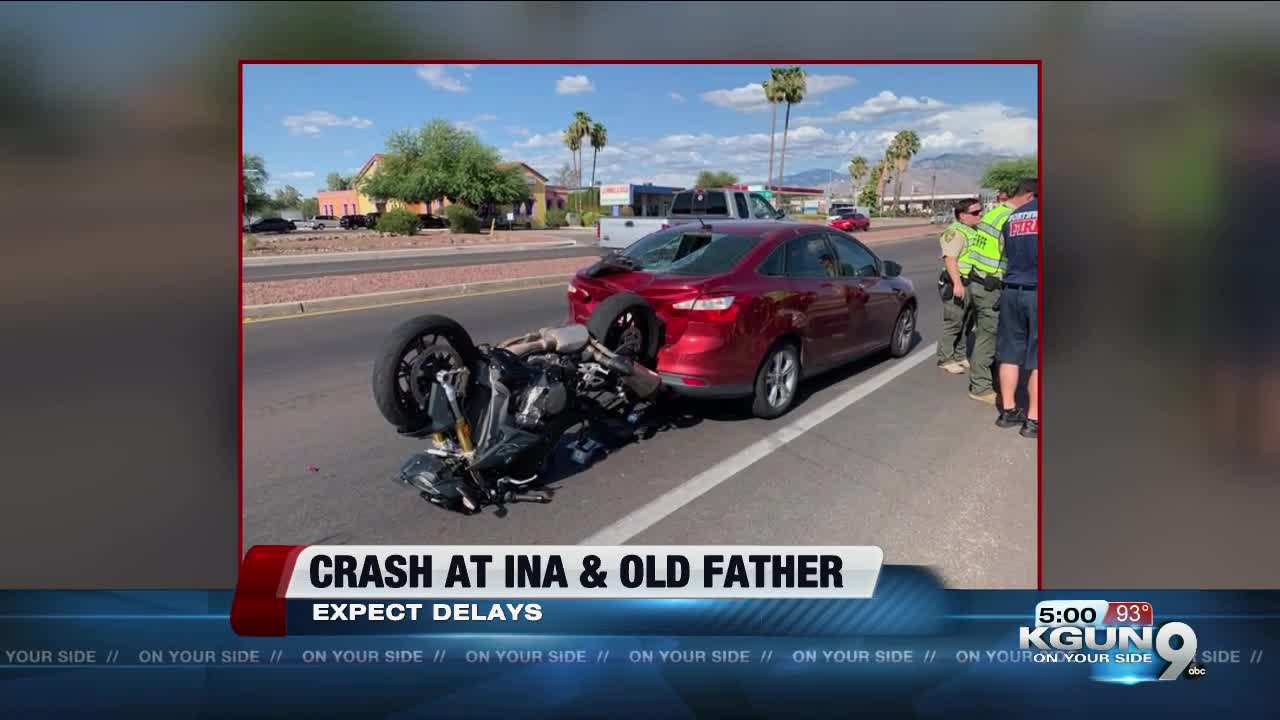 Crash involving motorcycle slows traffic near Ina and Oldfather