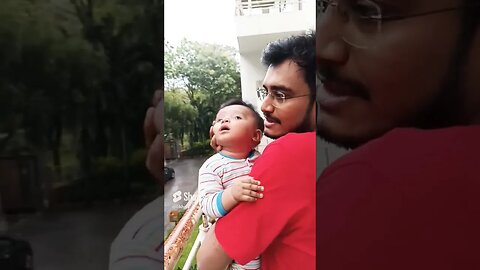4 months old baby looking outside with papa #shortsvideo #shorts