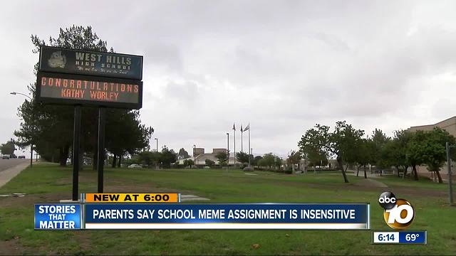 Parents say school meme assignement is insensitive