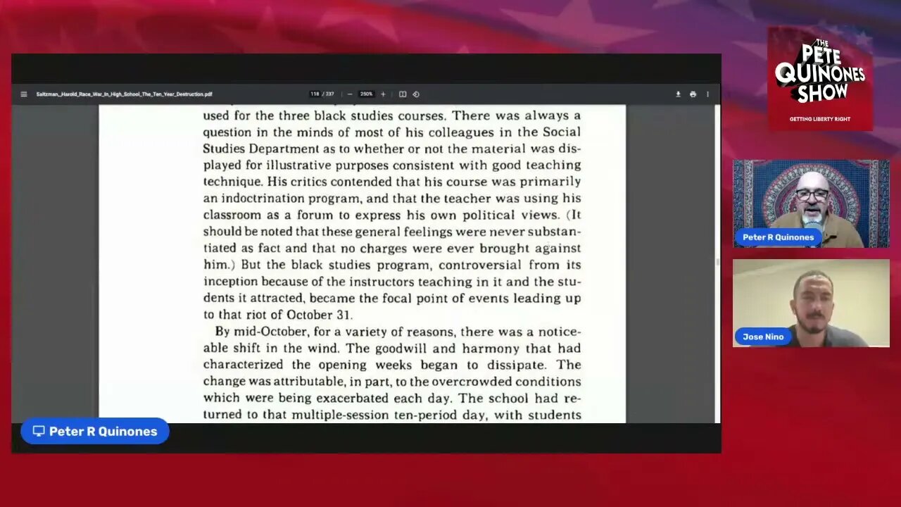 Episode 829: Reading 'Race War in High School' by Harold Saltzman Pt. 7 w/ Jose Niño