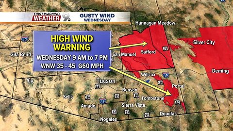 The wind blows much cooler air across southern Arizona