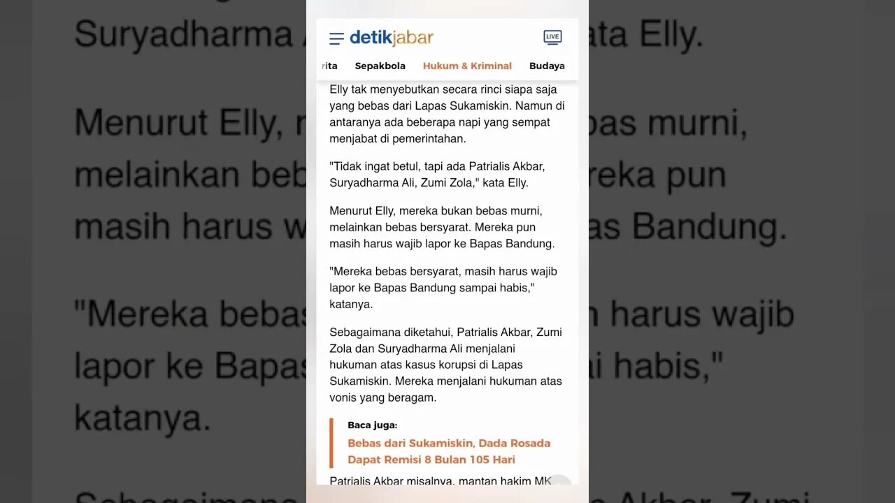 Mantan Gubernur Jambi #zumizola dan #patrialisakbar #bebas bersyarat